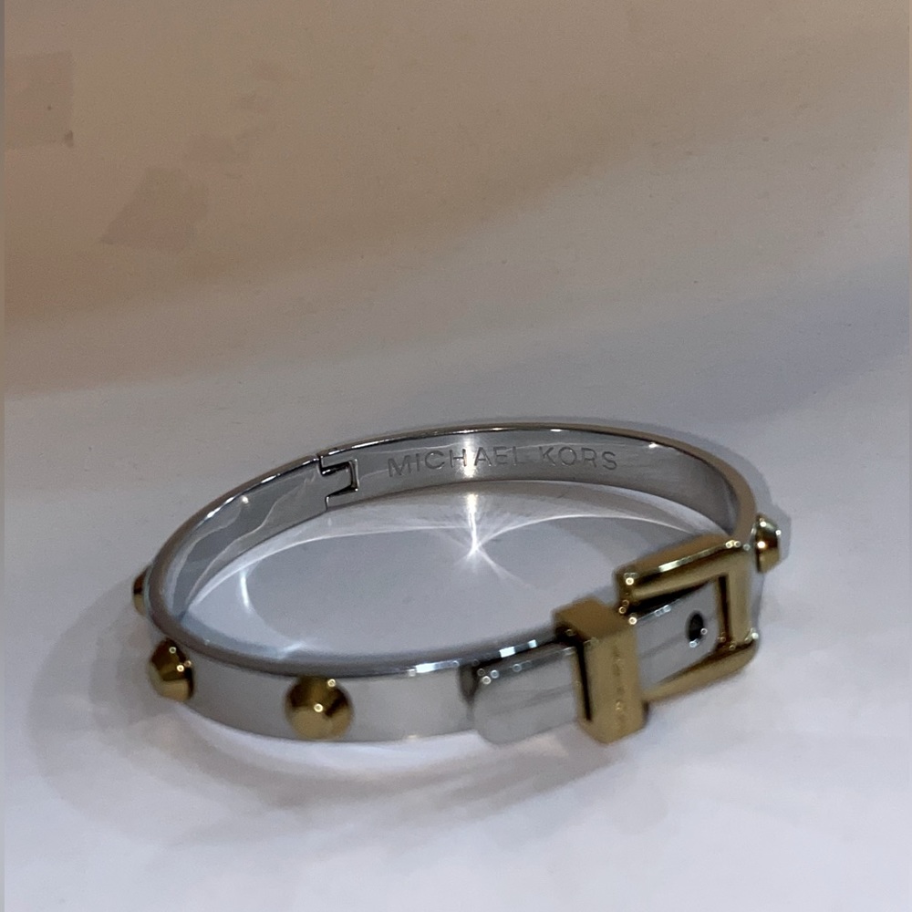 Michael Kors Studded Two-Tone Buckle Bangle